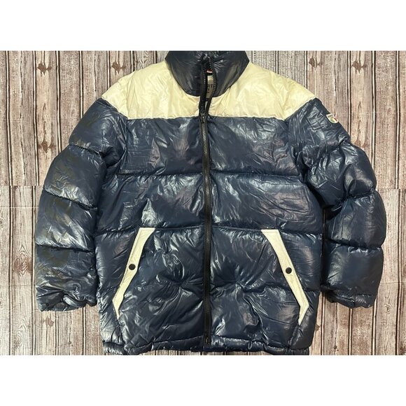 Dolomite down Puffer Jacket Coat size large color blue ivory - Picture 1 of 9